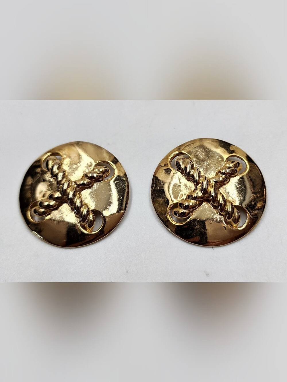 Bluette Nautical Gold Tone Rope Round Shoe Clips Vintage VTG
